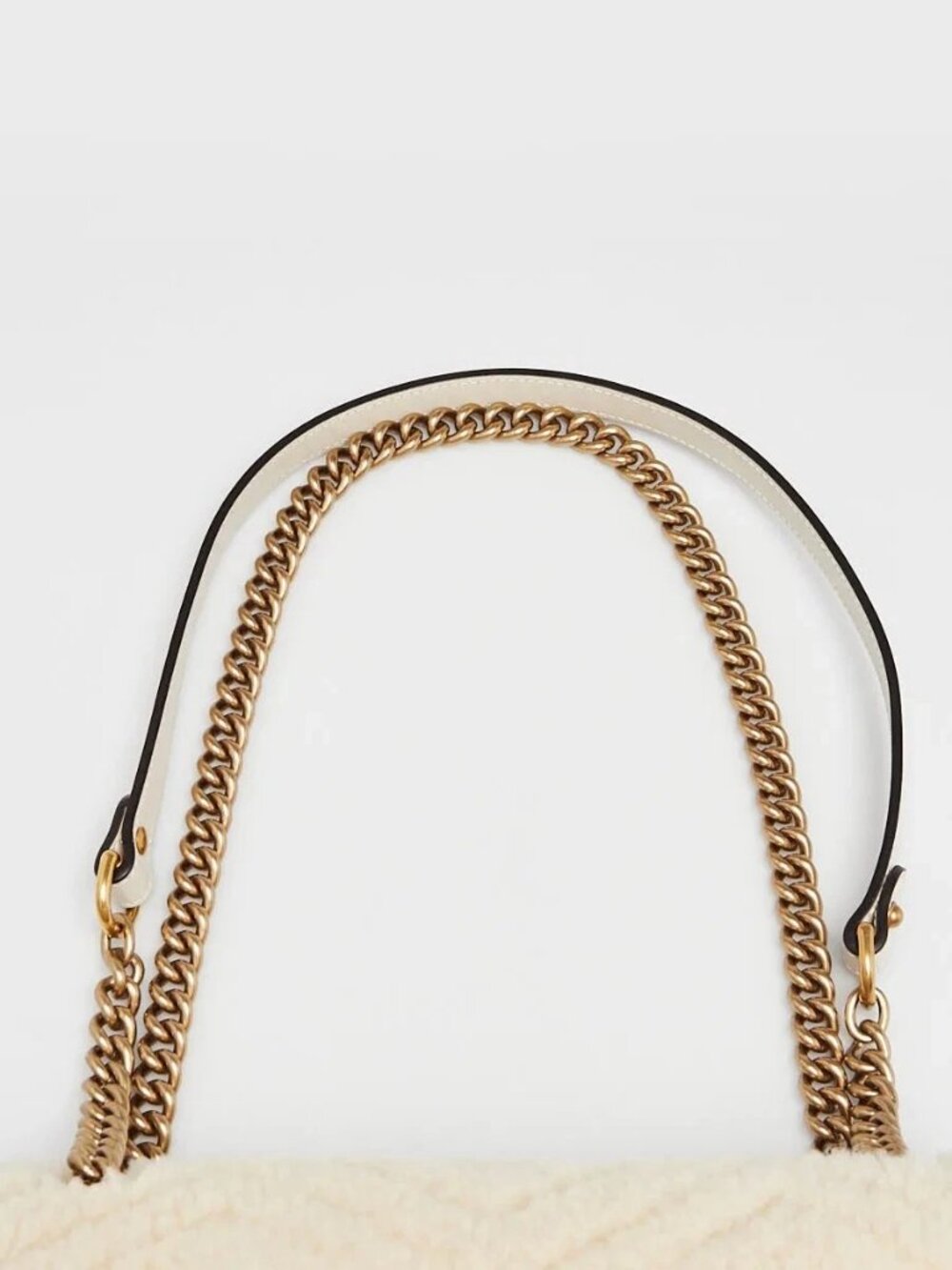 Gucci White Shearling GG Marmont Small Shoulder Bag - Picture 8 of 10